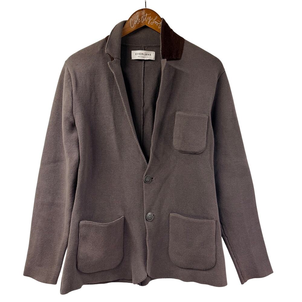 Everlane Knit Blazer Sweater 100% Cotton Gray Brown Small